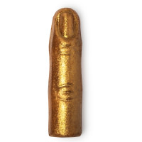 Goldfinger Bubble Stick bubble bar shaped like a finger covered in golden glitter