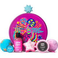 Starbright Gift purple tin gift set with yellow swirling patterns