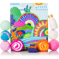 The Art Of Bathing Gift colourful box with products around it