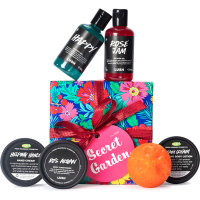 Secret Garden Gift purple and green gift set with lush shower gels on outside