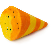 Party Popper Bubble Bar orange and yellow striped party popper shaped bubble bar