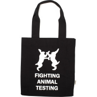 Borsa Fighting Animal Testing Lush Borsa nera in cotone biologico con logo Fighting Animal Testing