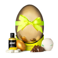 Golden Egg påskpresent Stort påskägg i guld fyllt med påskpresenter