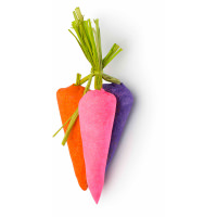 Bunch Of Carrots znovupoužitelná koupelová pěna Fialové, oranžové a růžové trio znovupoužitelných tuhých koupelových pěn ve tvaru mrkve