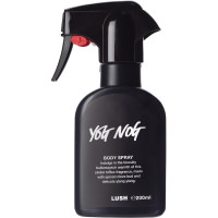 Yog Nog Body Spray Black body spray bottle on white background