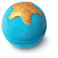 Shoot For The Stars Mini Bath Bomb small blue bath bomb with golden glittery star in the top