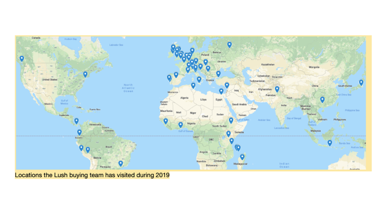 Locations the Buying Team visited 2019 Map of locations the Buying Team visited 2019