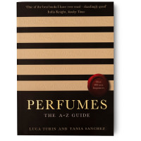 Perfumes: The A-Z Guide By Luca Turin & Tania Sanchez black and cream striped book cover