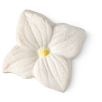 Jasmine Cream Bubble Bar white and yellow flower shaped bubble bar