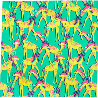 Giraffes Knot Wrap A green knot wrap with lots of yellow cartoon giraffes
