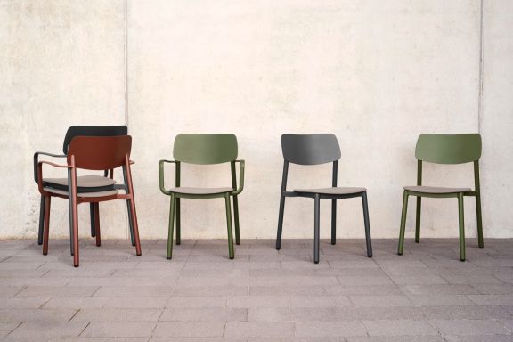 Aluminium stoelen Punta in olijfgroen, antraciet en donkerrood
