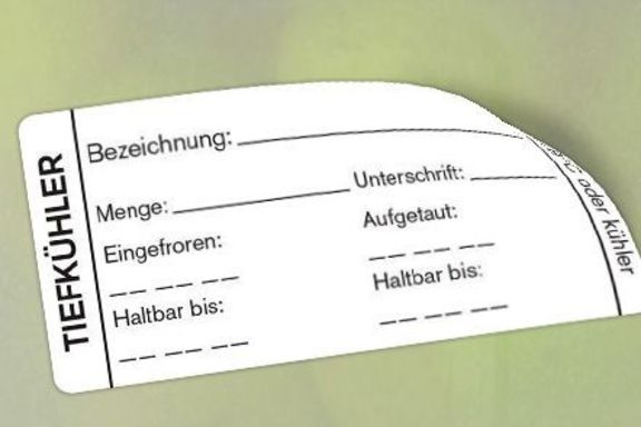 Aufkleber für das Mindesthaltbarkeitsdatum von Tiefkühlprodukten