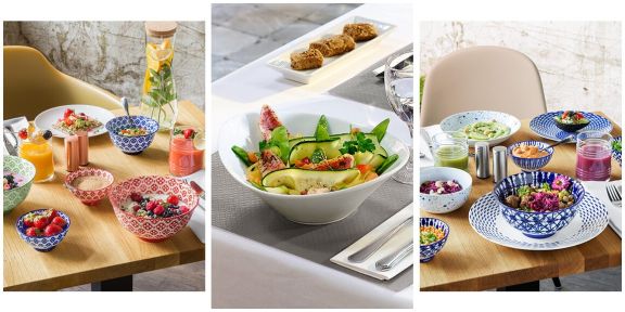 Collage mit Bildern von verschiedenen Food-Bowls