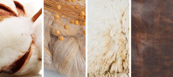 Collage von verschiedenen Naturfasern