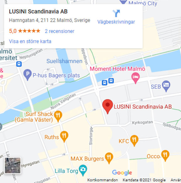 Karta till LUSINIs showroom
