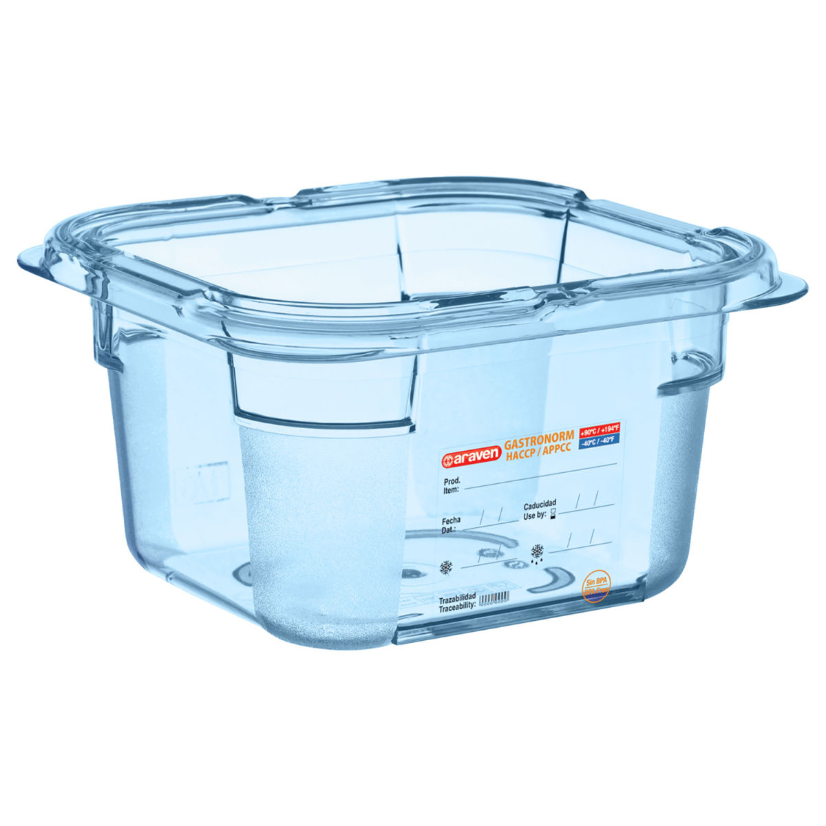Araven Lebensmittelbehälter GN 1/6 blau GN 1/6, 1.5 l, 17.6x16.2x10 cm (LxBxT); blau