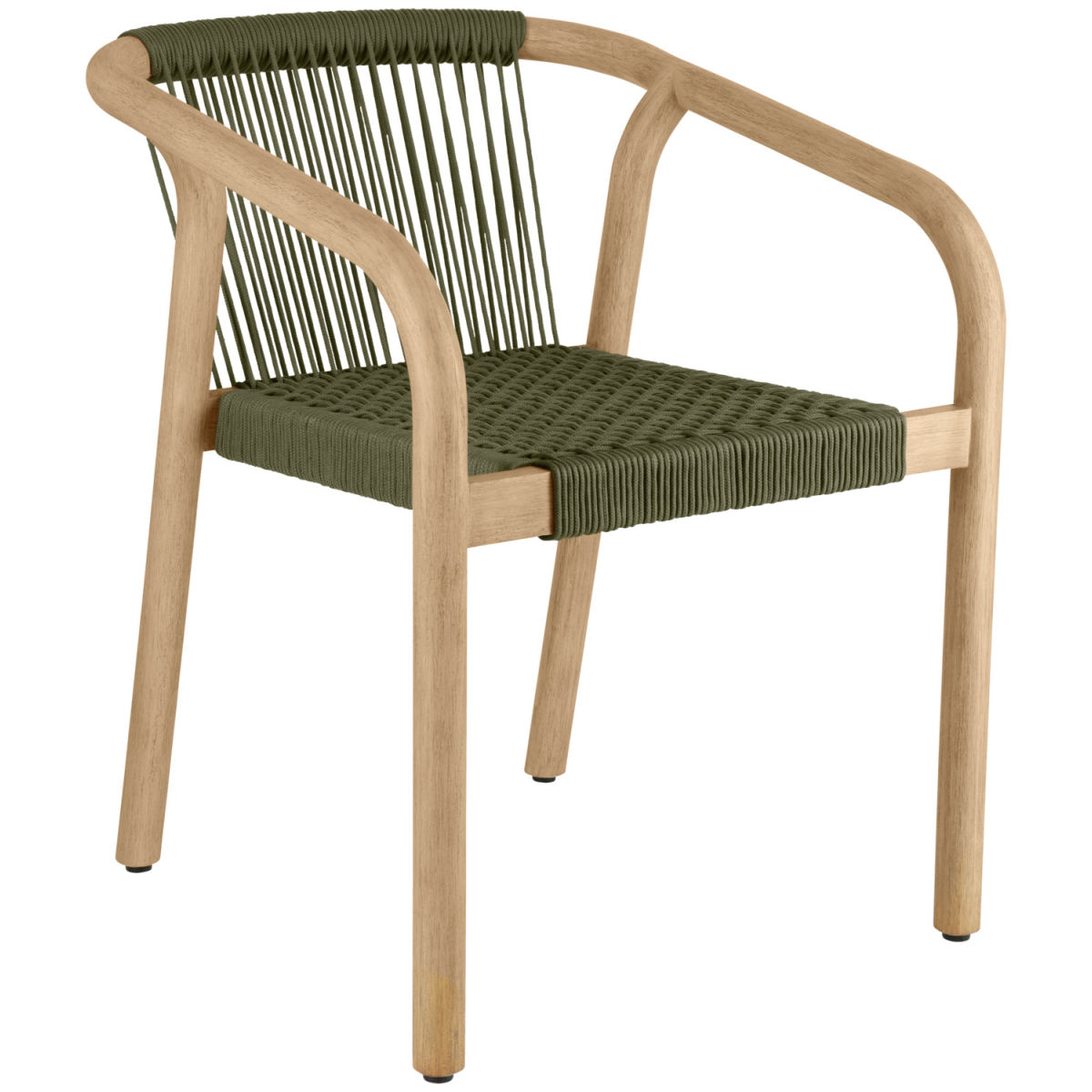 VEGA Outdoor-Stuhl Kando 58x58x75 cm (BxTxH); Sitz oliv, Gestell natur; 2 Stück / Pack