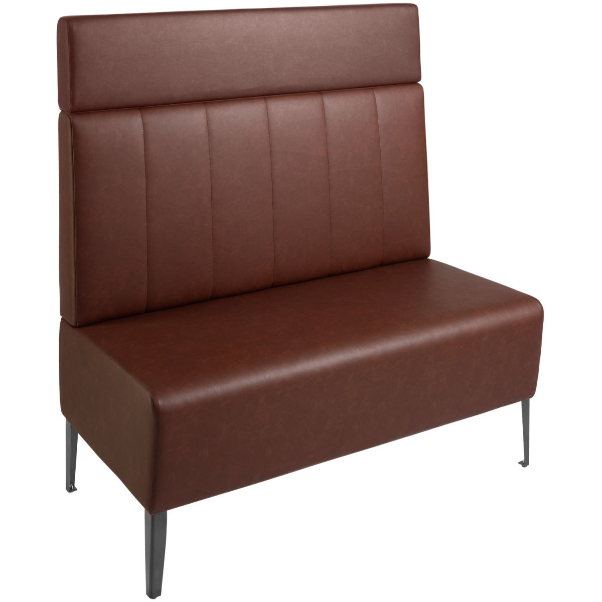 Panca imbottita a 2 posti 120 Adapto con elemento schienale e poggiatesta VEGA; 120x64x127 cm (LxPxH); seduta marrone, struttura nero