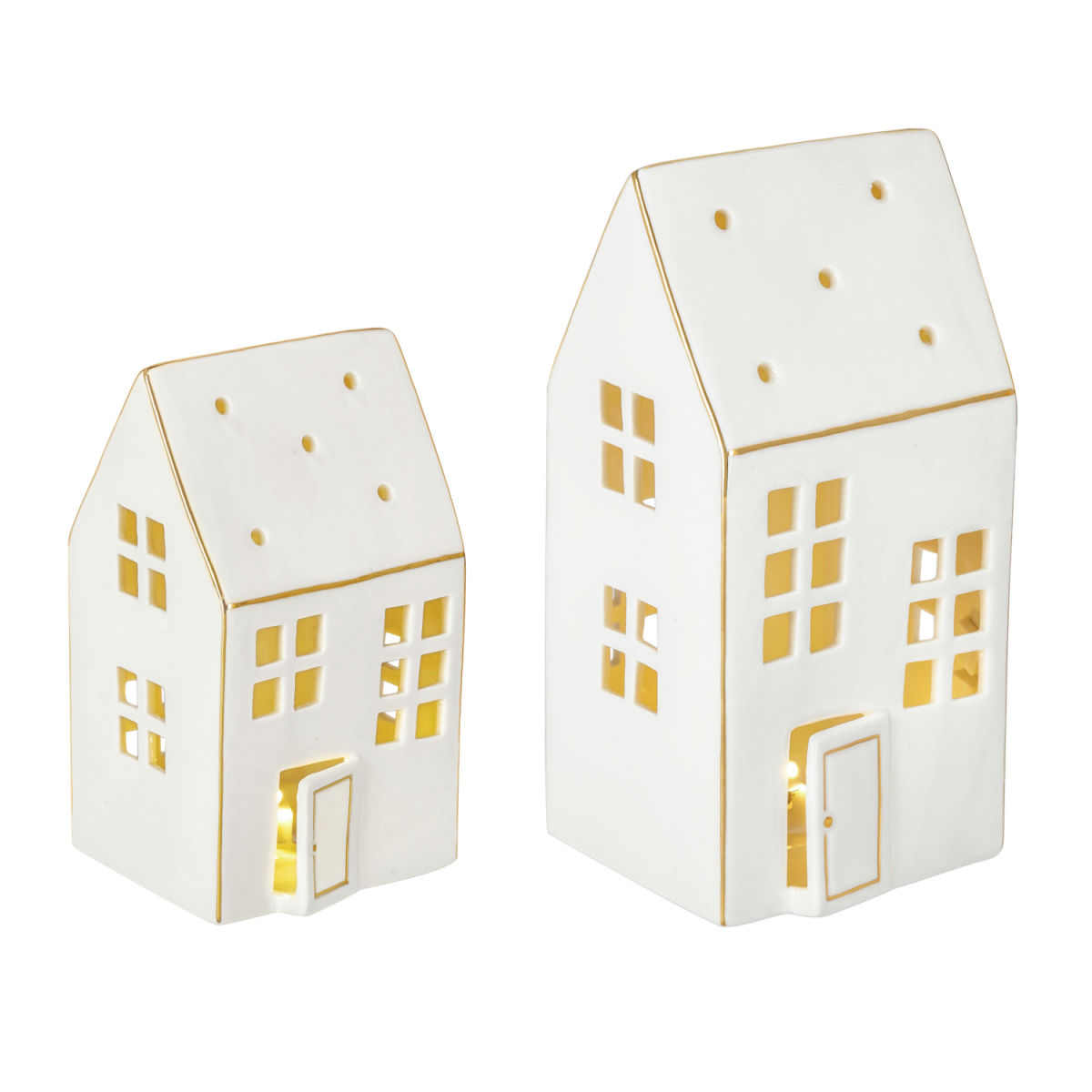 Set di lanterne LED Alnesa  2 pezzi; bianco/oro