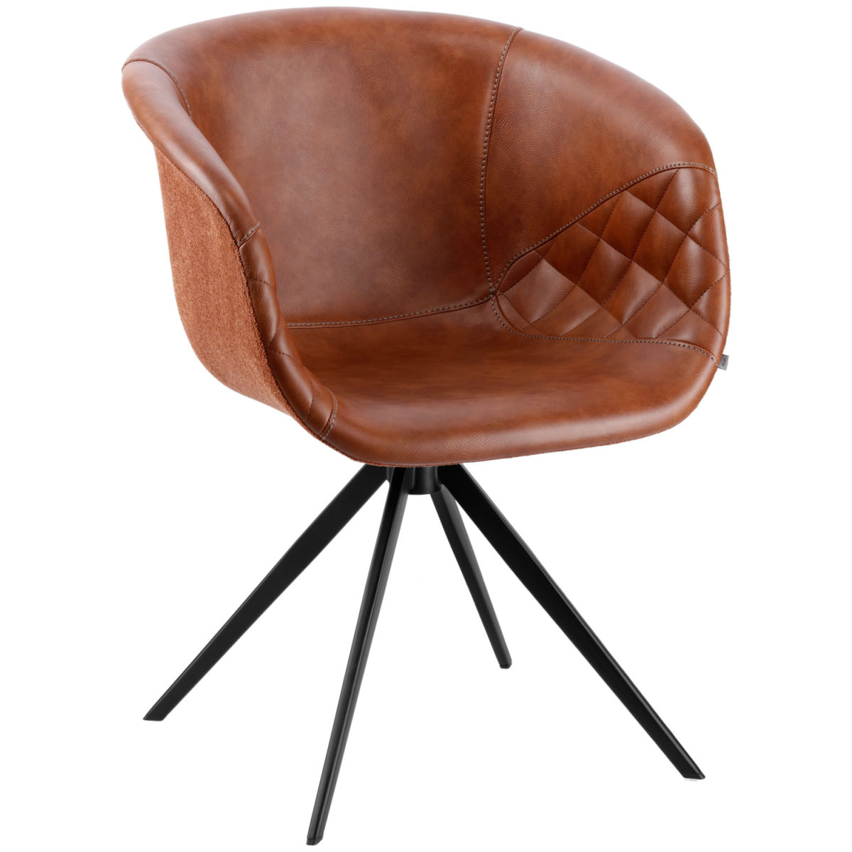 Sedia Yankee VEGA; 61x60x80 cm (LxPxH); seduta cognac, struttura nero