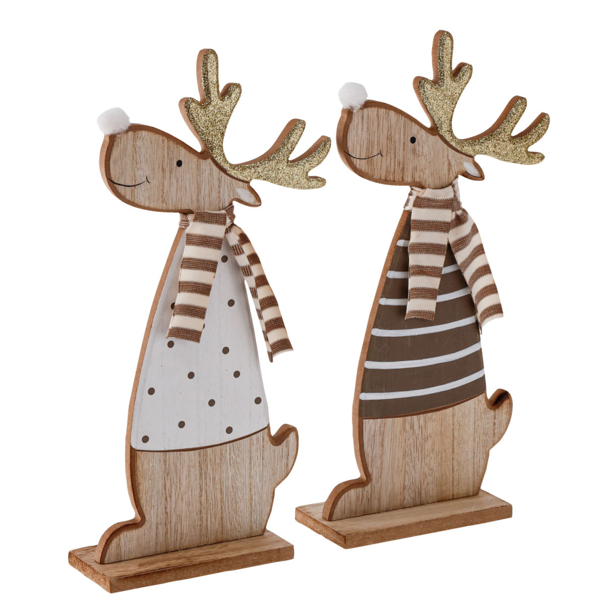 Set renne Vildana 2 pz. VEGA; 12x6x30 cm (LxPxH); marrone/bianco/oro