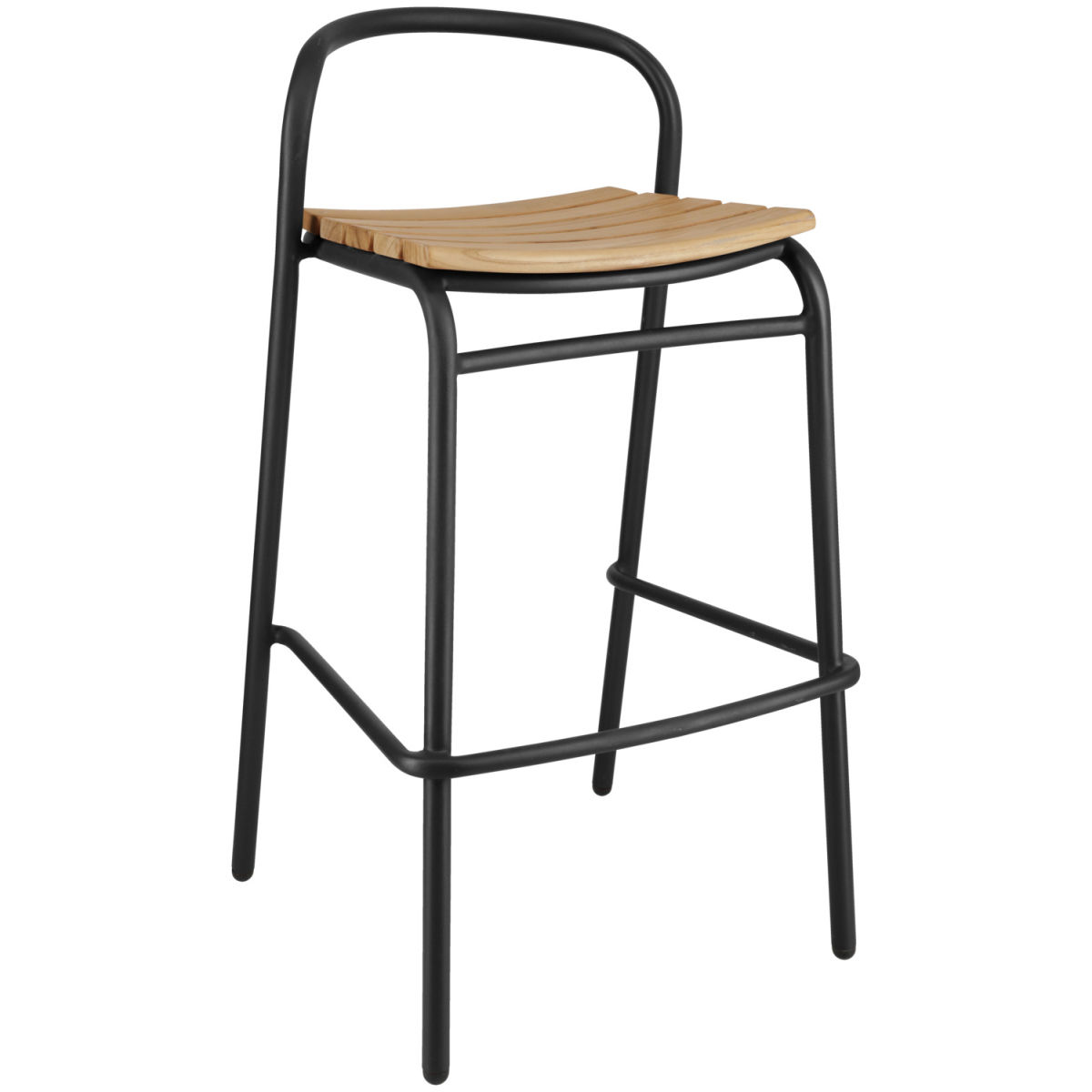 VEGA Outdoor-Teak-Barstuhl Zolia 50x50x95 cm (BxTxH); Sitz braun, Gestell schwarz; 2 Stück / Pack