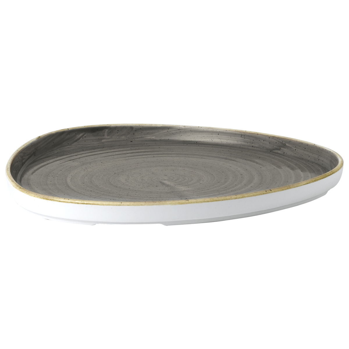 Churchill Triangle Walled Chefs Plate Stonecast Peppercorn; 26x2 cm (BxH); grijs/bruin; driehoekig; 6 stuk / verpakking