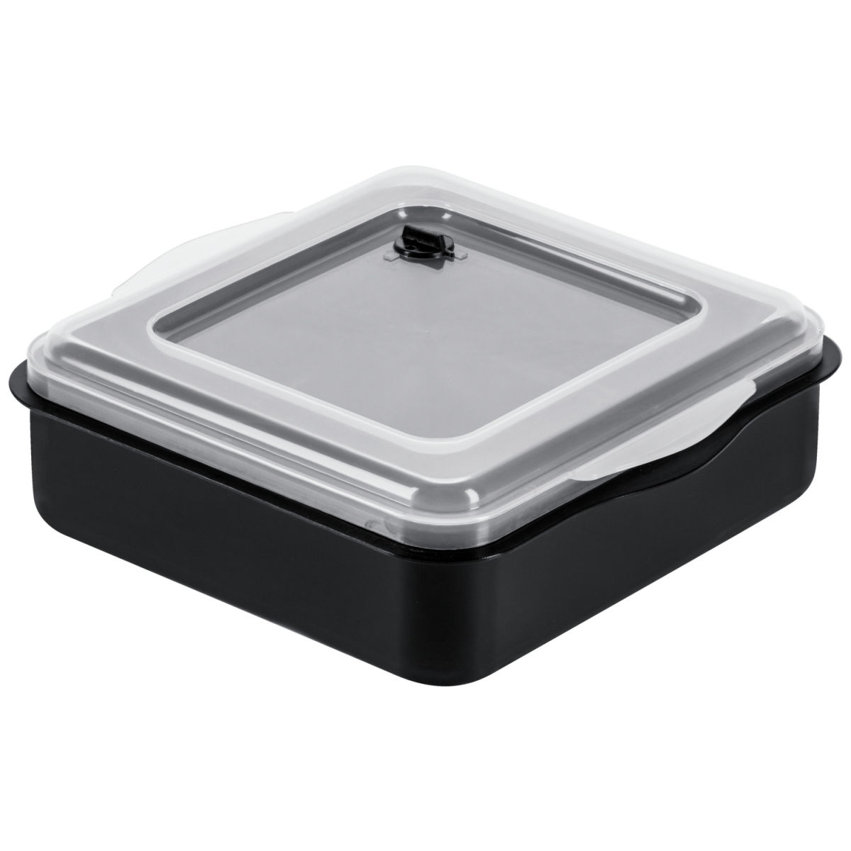Lunch Box Takao elasto REuse; 2000ml, 22x21x7 cm (LxLxH); trasparente/nero; quadrata; 25 pz. / confezione