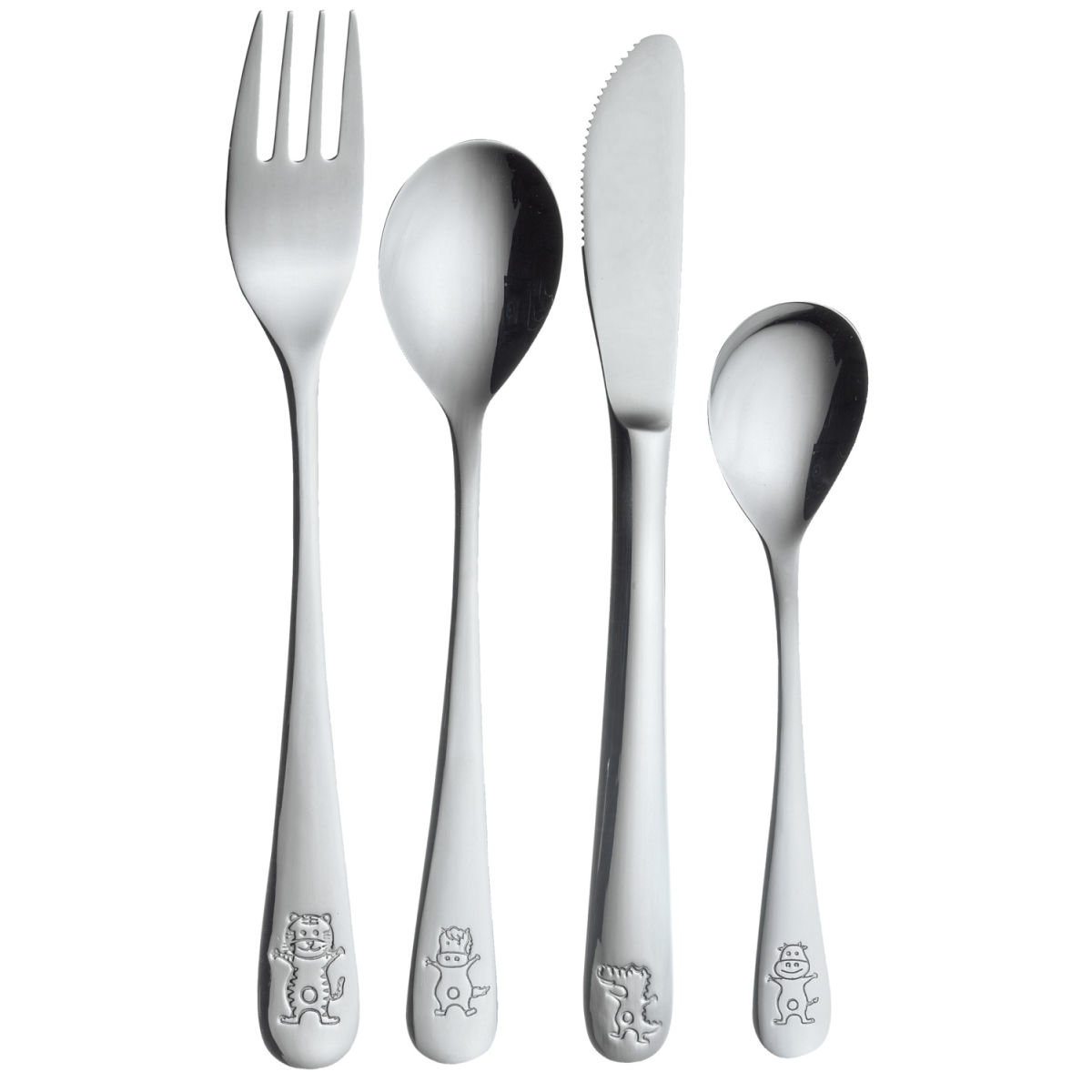 PULSIVA Kinderbesteck 4-teilig silber, Griff silber; 6 Set(s) / Pack
