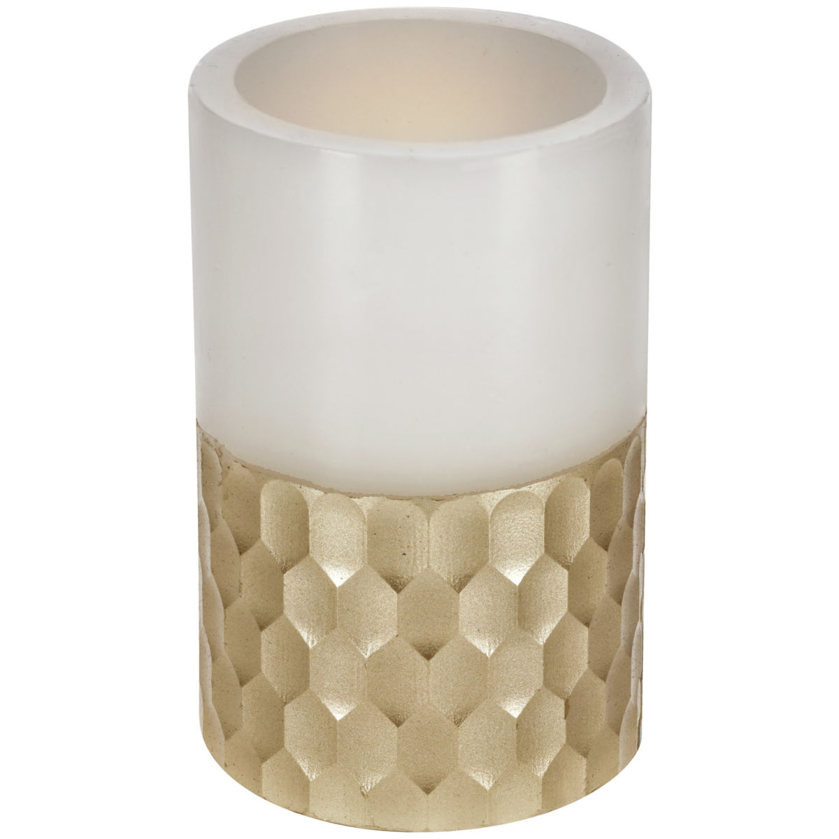 Lumino LED con portacandele Sumi VEGA; 7.5x12.5 cm (ØxH); bianco crema/oro; 2 pz. / confezione