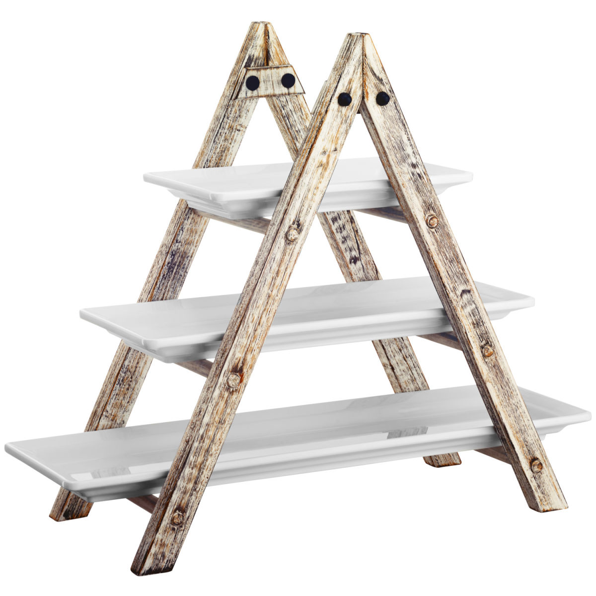 Etagere Natchez con vassoio in melamina VEGA; 43.3x44.8x20.6 cm (LxHxP); bianco vintage/bianco