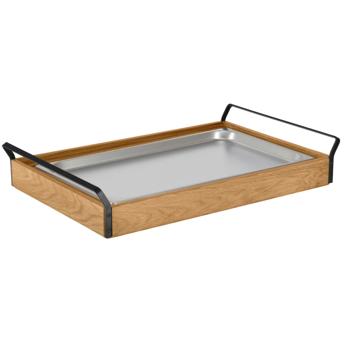 Vega Koeldisplay Esino laag roestvrij staal GN1/1; Maat GN 1/1, 61.9x38.6x10.9 cm (LxBxH); eiken/zwart/roestvrij staal; rechthoekig