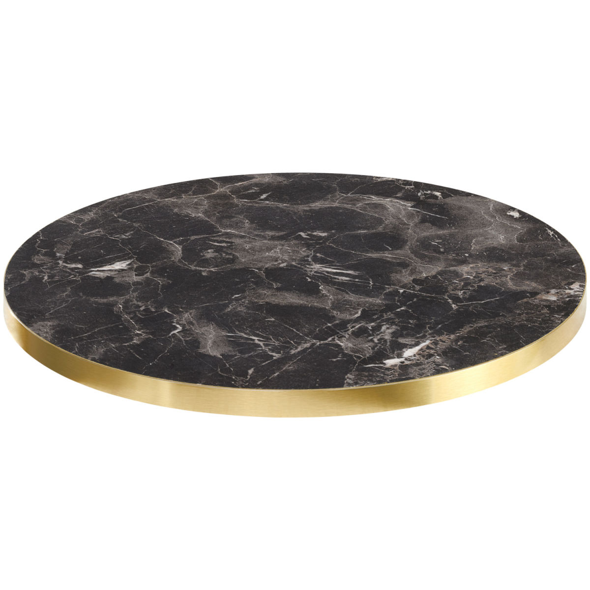 Piano tavolo effetto marmo Marvani rotondo VEGA; 120x2.5 cm (ØxH); oro/nero/marmorizzato; rotonda