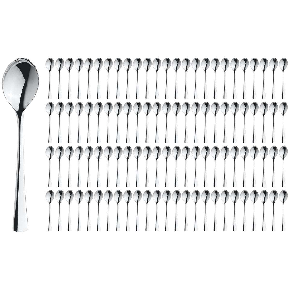 Confezione risparmio cucchiaino tè Linz 100 pezzi PULSIVA; 14 cm (L); argento, manico argento; 100 pz. / Pacco