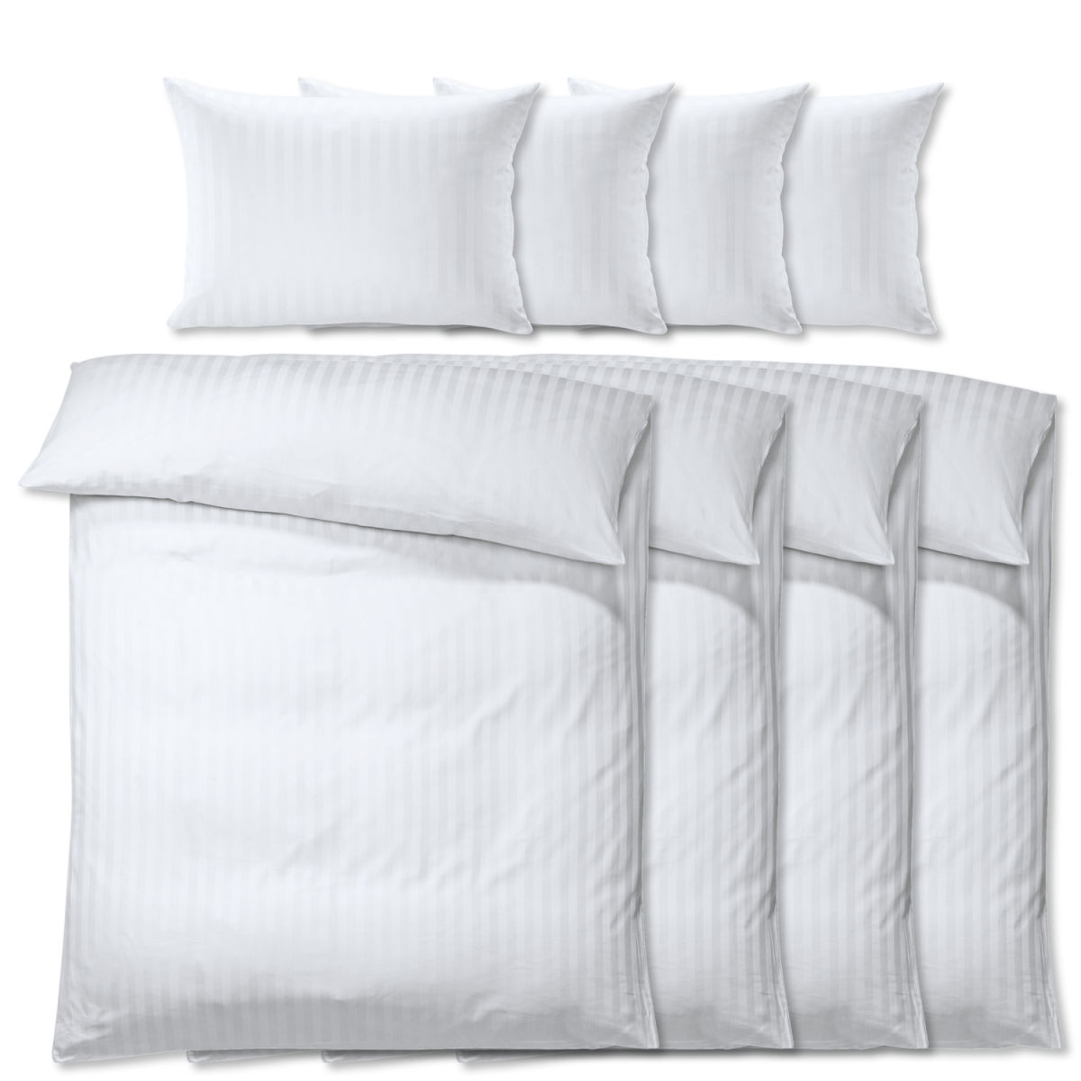 PULSIVA Dekbedovertrekset Satina 20 mm; 140x200 cm (BxL), 70x90 cm (LxB); wit; 4 set / verpakking