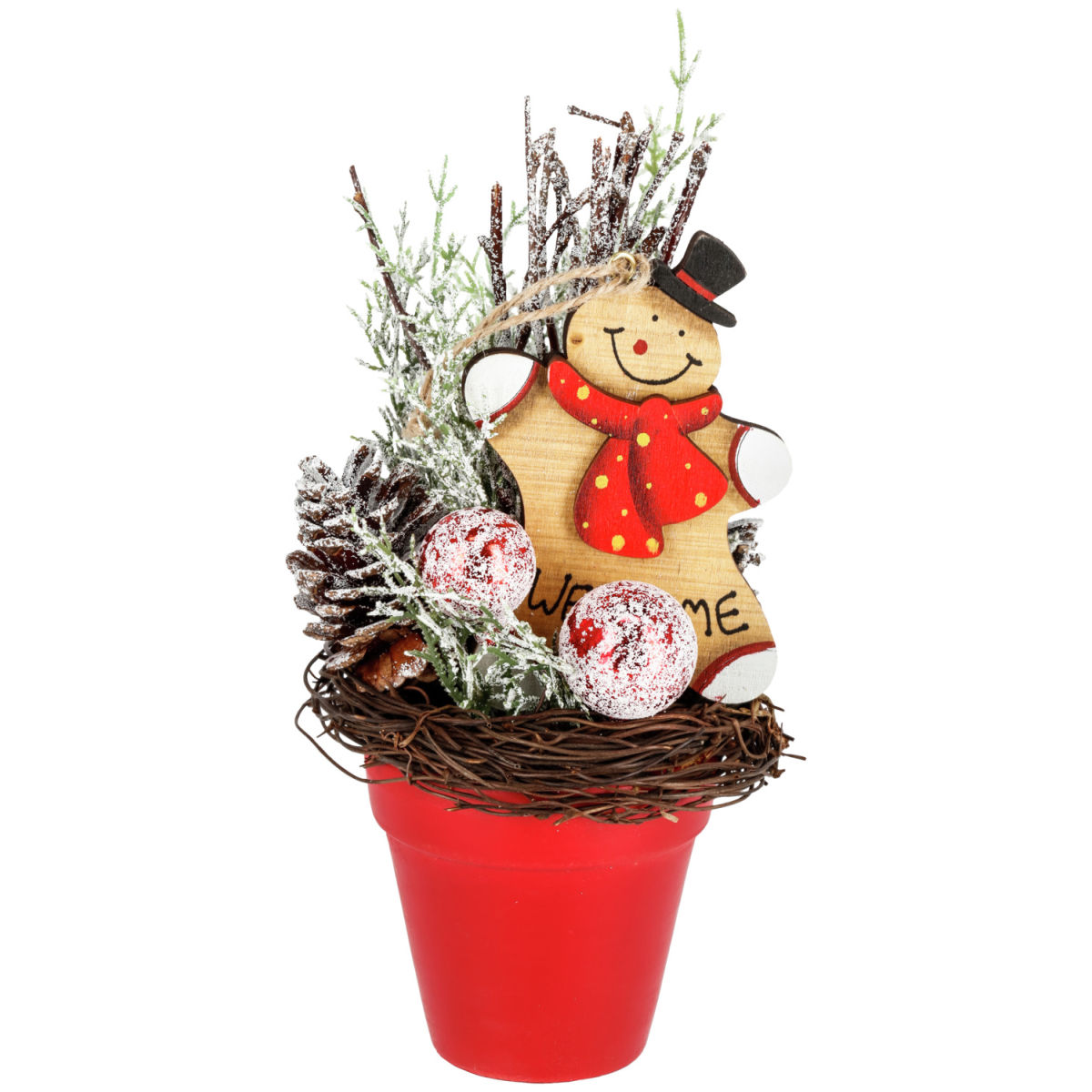 Composizione decorativa Lebkuchenmann; 12x21 cm (ØxH); verde/marrone/rosso; 6 pz. / confezione