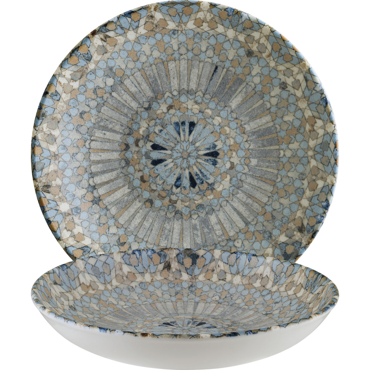Bonna Diep bord Luca Mosaic; 1000 ml, 23x4 cm (ØxH); oranje/donkerblauw/lichtblauw/geel/wit; rond; 6 stuk / verpakking