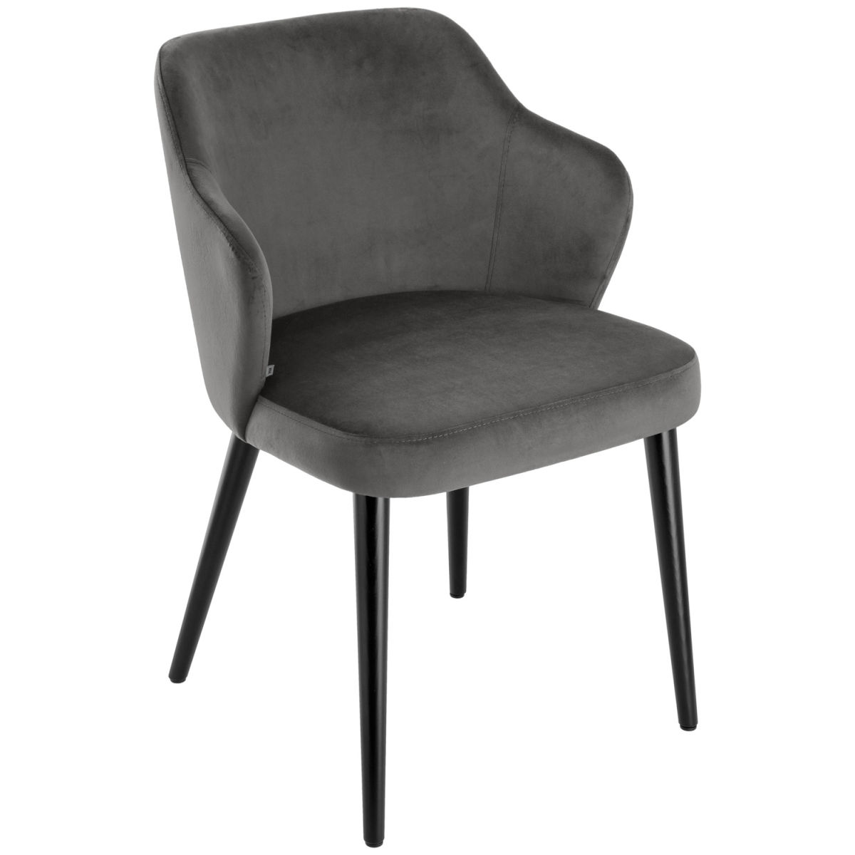 Sedia poltroncina Katya in velluto VEGA; 55x58x81 cm (LxPxH); seduta tortora, struttura nero