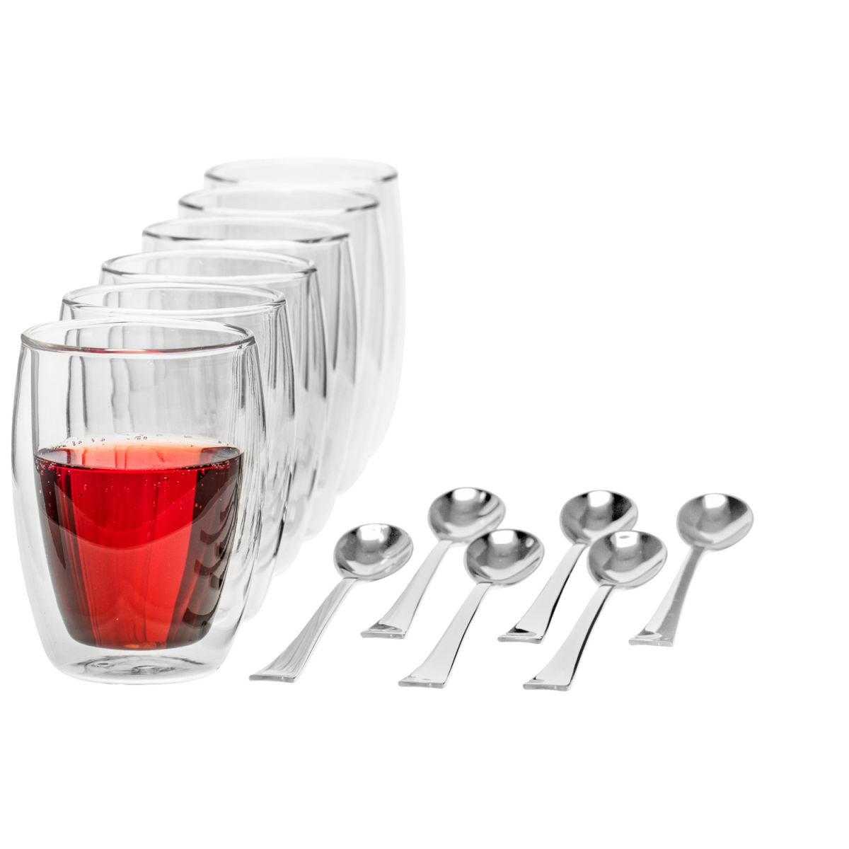 Set Latte Macchiato Dila 12 pezzi VEGA; 290ml, 7.8x11.3 cm (ØxH); trasparente/argento