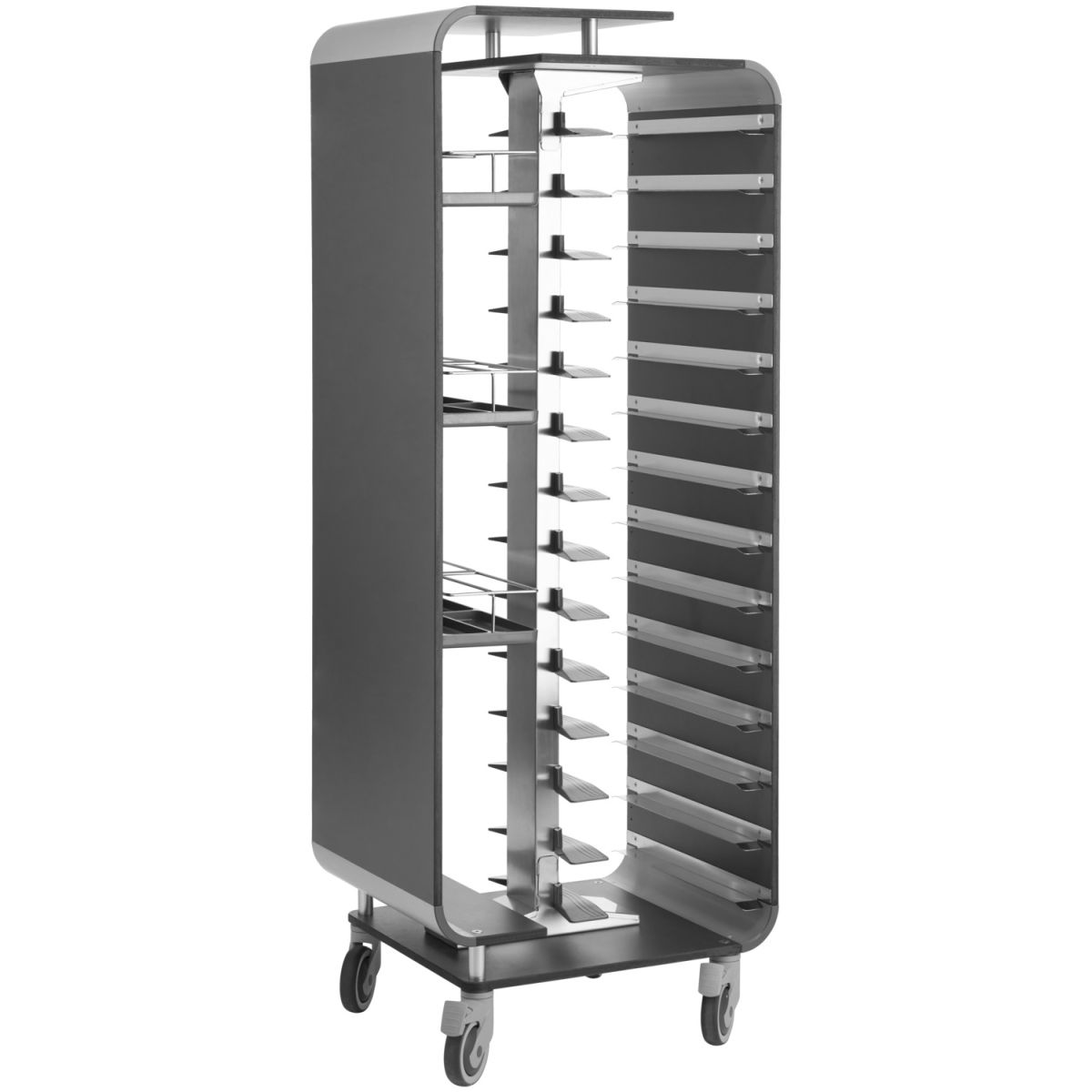 Carrello per vassoi Gorgone VEGA; 70.5x55x188 cm (LxPxH); antracite