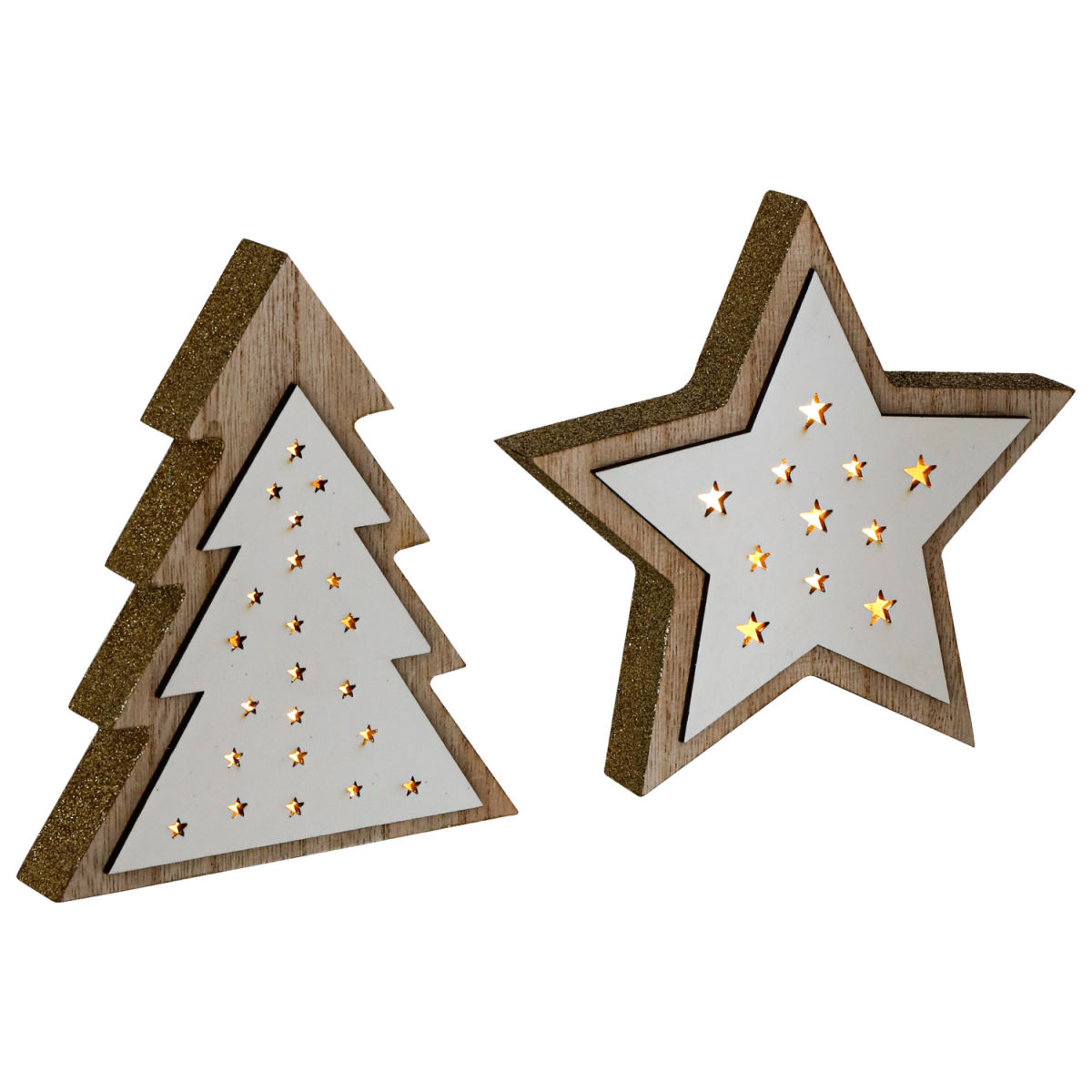 Set addobbi LED Sevcan 2 pz VEGA; 15x2x14 cm (LxPxH); marrone/bianco