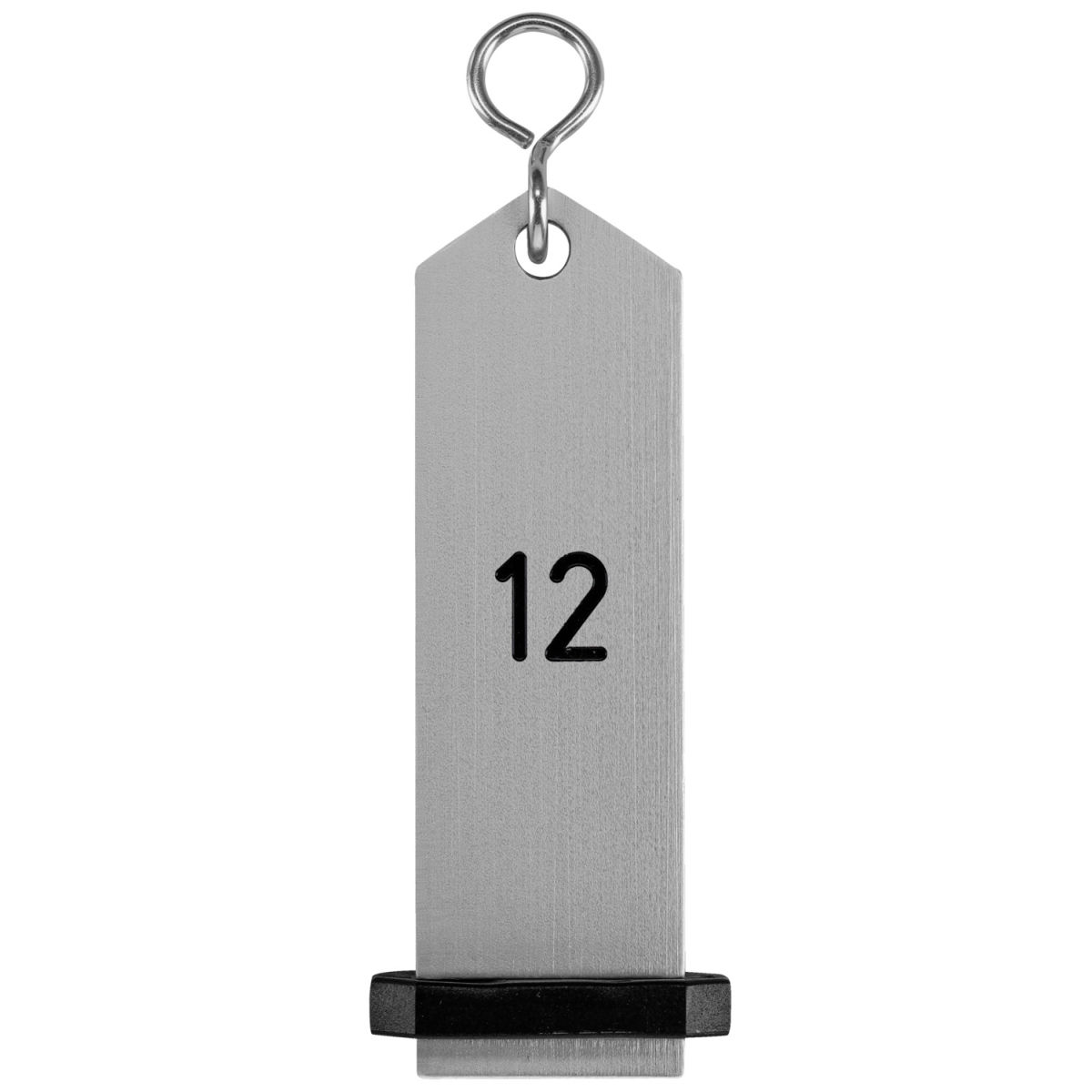 Portachiavi Bumerang con incisione numeri VEGA; 10x3 cm (LxL); argento; incisione 12