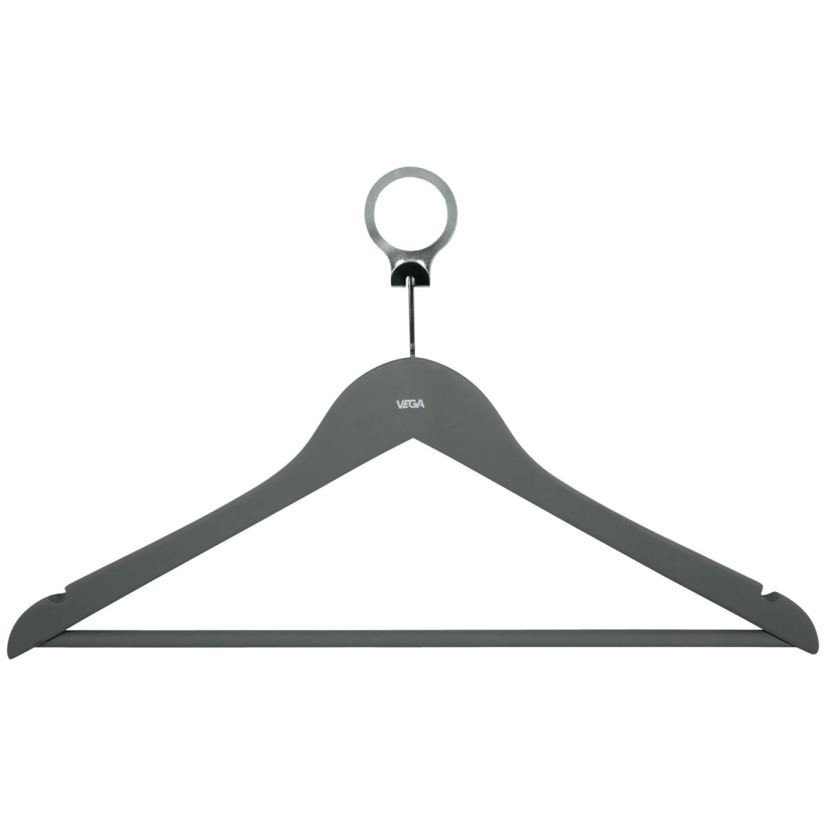 Percha Colgado con anilla antirrobo VEGA; 44.5x27 cm (LgxAt); gris; 12 pz. / Paquete