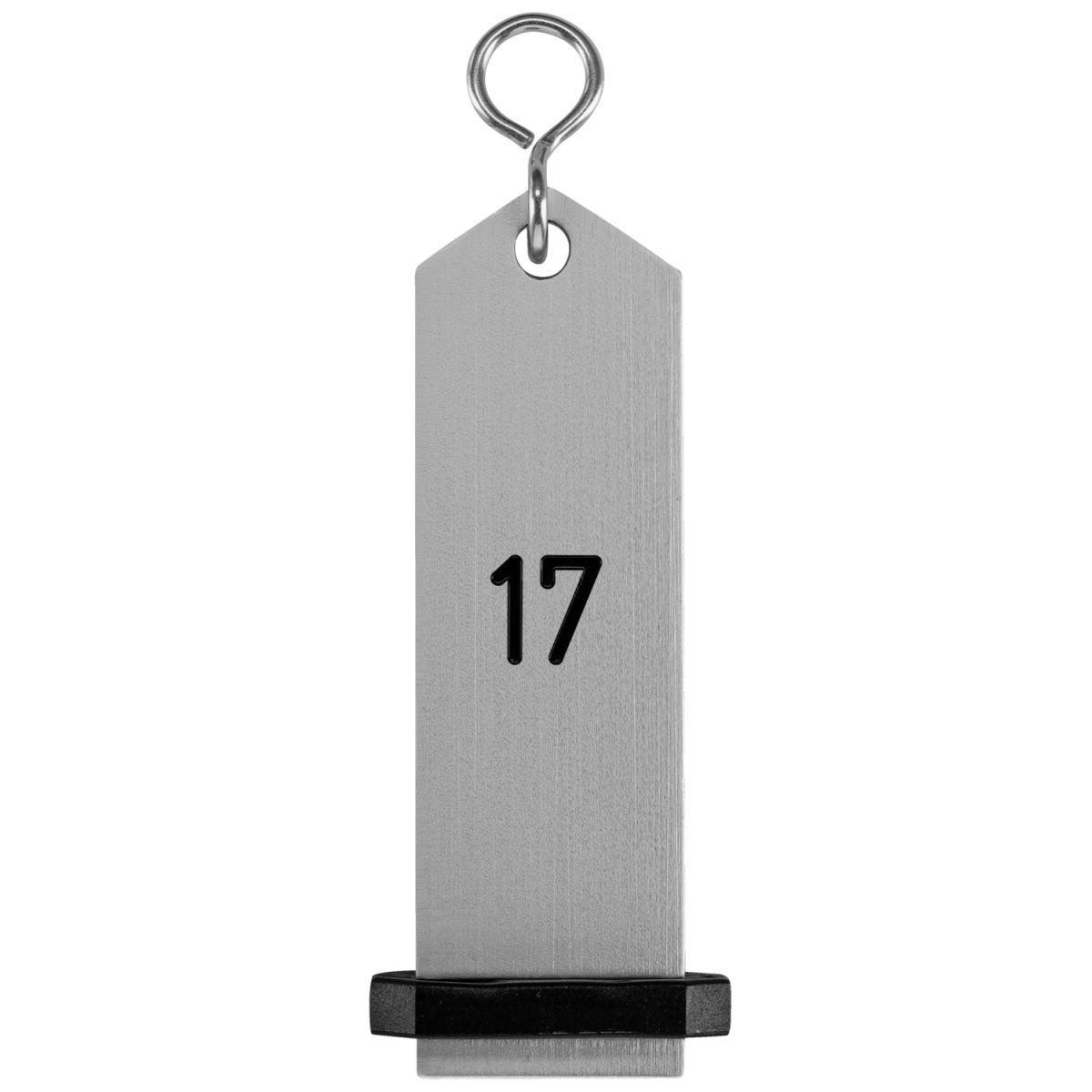 Portachiavi Bumerang con incisione numeri VEGA; 10x3 cm (LxL); argento; incisione 17