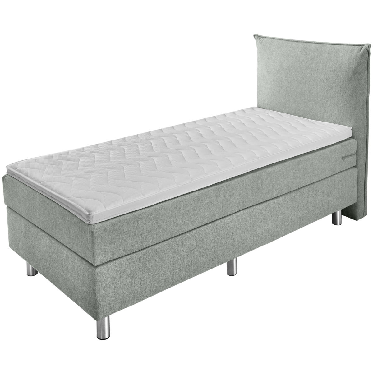 Letto Boxspring Basic tessuto d’arredo, testiera imbottita ERWIN M.; 90x200x63 cm (LxLxH); grigio; duro