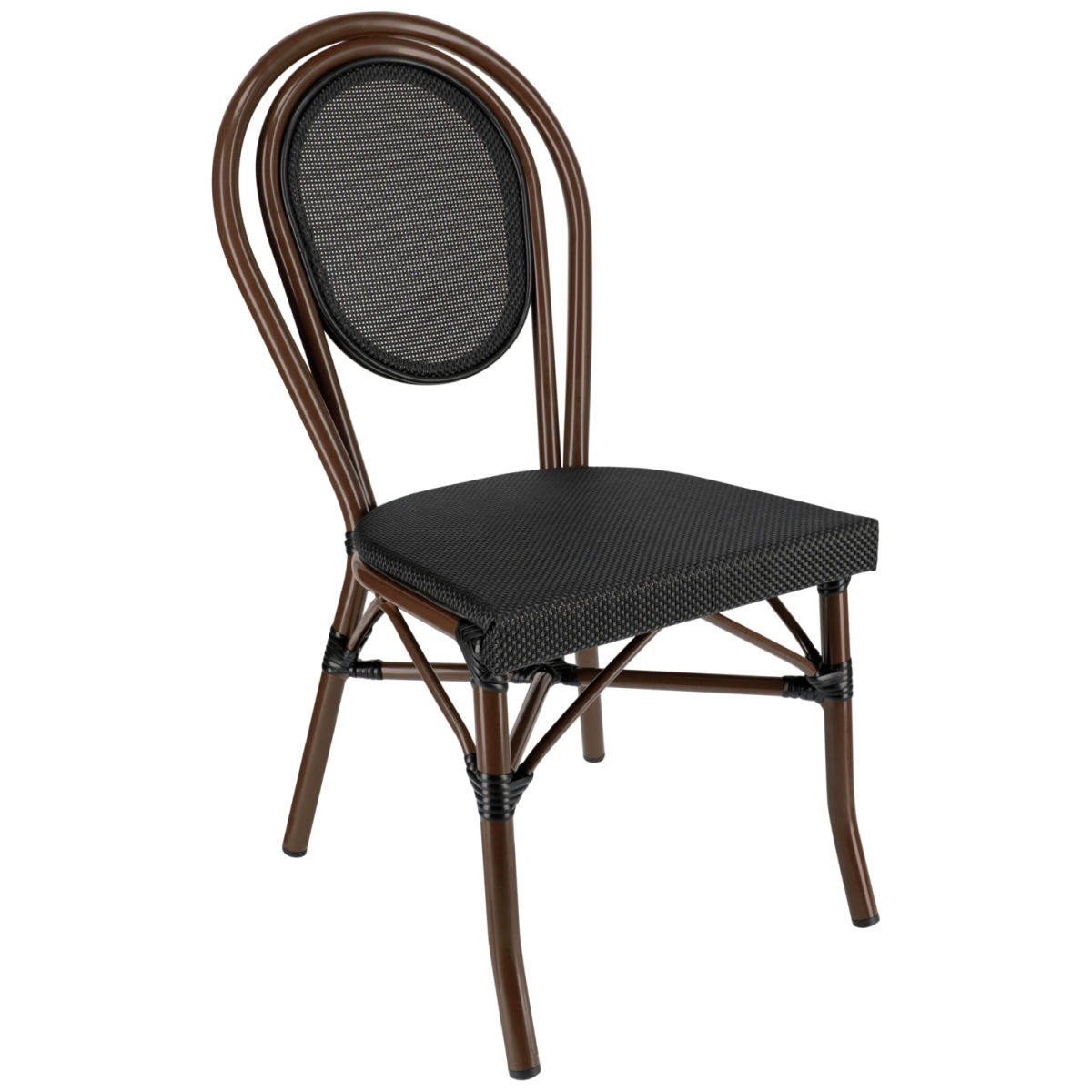 PULSIVA Outdoor-Stapelstuhl Elm ohne Armlehnen 43x60x89 cm (BxTxH); Sitz schwarz, Gestell braun; 2 Stück / Pack