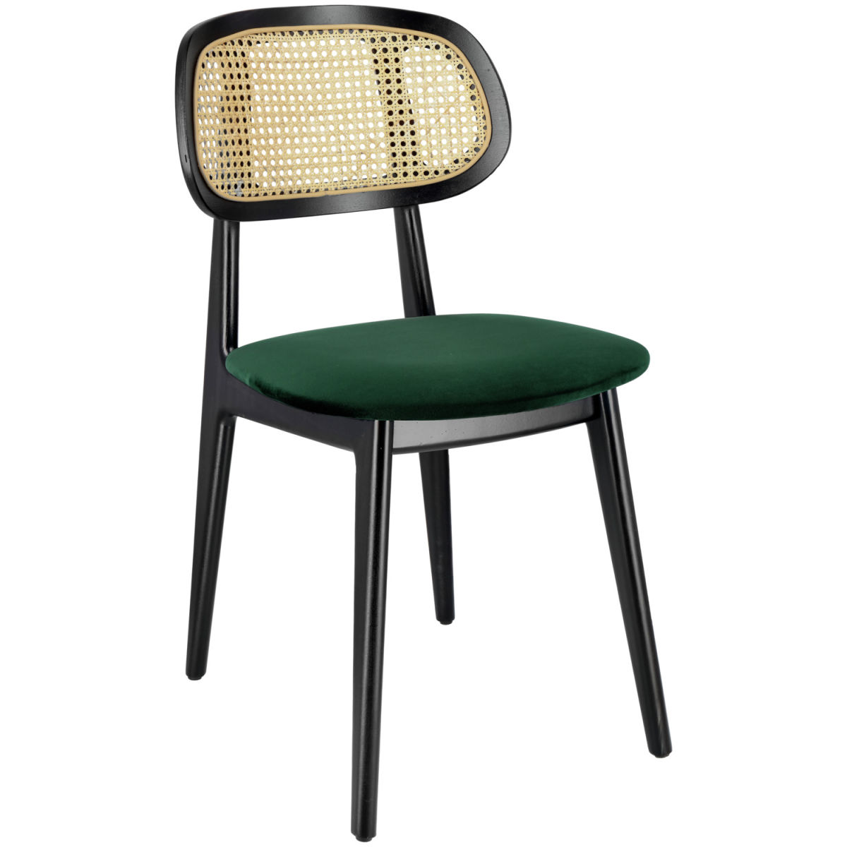 VEGA Wiener Geflecht Stuhl Vindo Samt 45x51x83 cm (BxTxH); Sitz tannengrün, Gestell schwarz; 2 Stück / Pack
