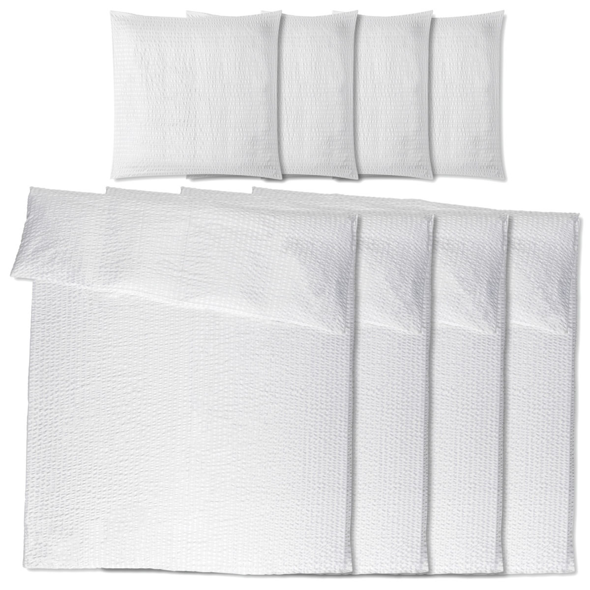 PULSIVA Voordeelpak Madisson Seersucker; 155x220 cm (BxL), 80x80 cm (LxB); wit; 4 set / verpakking