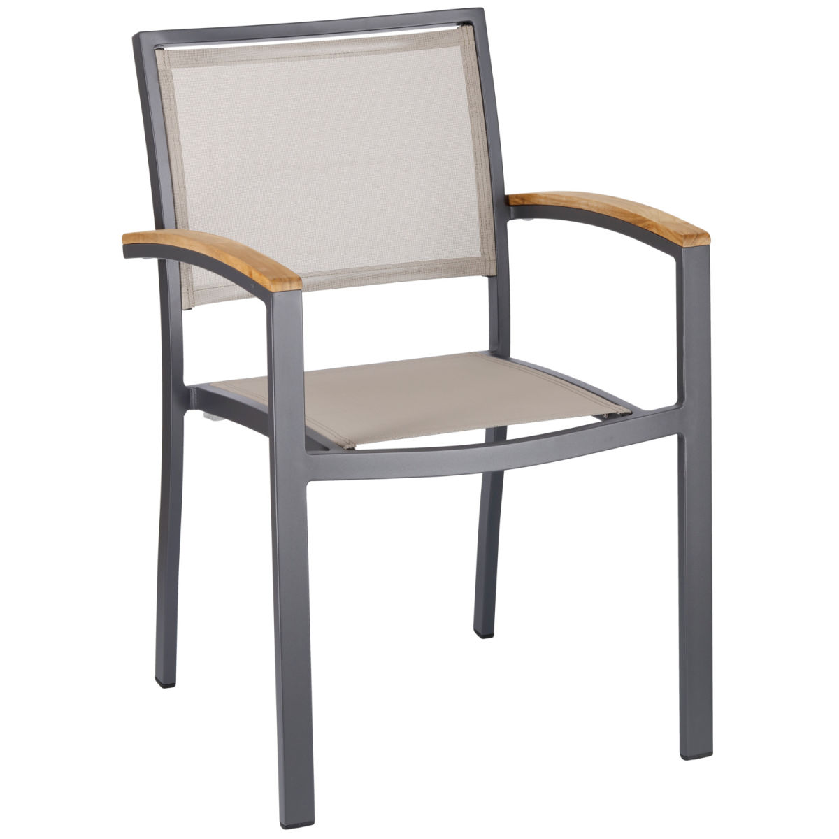 Silla Tailor con apoyabrazos VEGA; 56x58x84 cm (AnxProfxAt); Asiento marrón pardo, Estructura antracita; 2 pz. / Paquete
