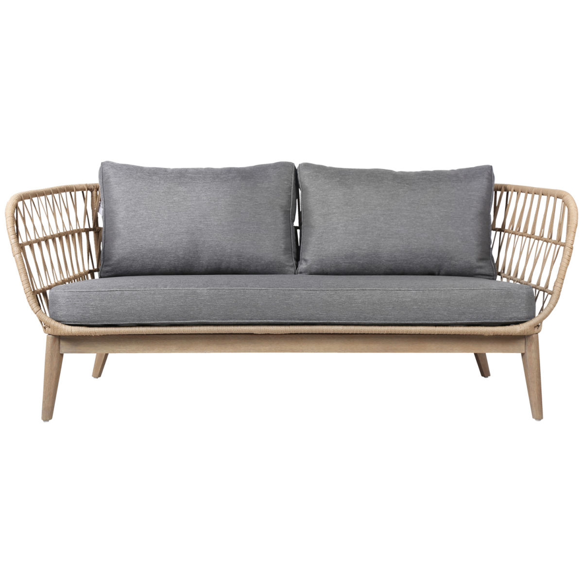 Divano 3 posti Cassaro VEGA; 182x78x74 cm (LxPxH); seduta antracite, struttura marrone